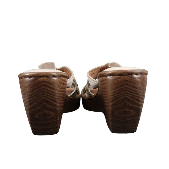 Born Shoes Women 8 Sandal Slide Wedge Leather Fashion Comfort Buckle Strap White - Picture 5 of 16